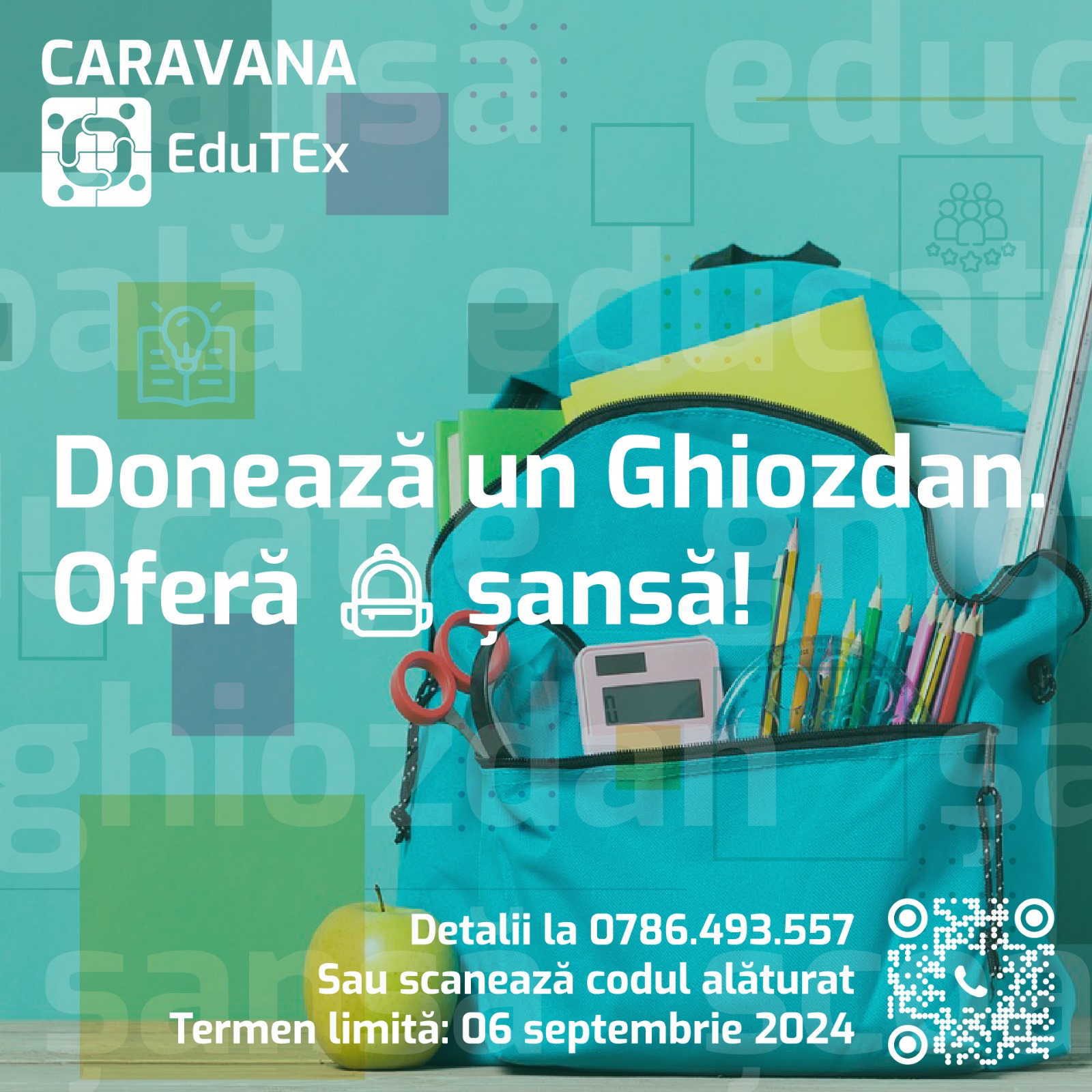 Caravana EduTEx. Donează un GHIOZDAN. Oferă o șansă!